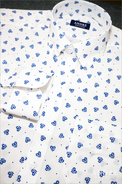 S/S 플라워 블루 패턴 캐주얼셔츠