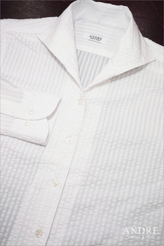 ⓦ화이트 원피스카라 시어서커 셔츠 (12color)