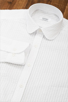 S/S 화이트 라운드카라 시어서커 셔츠 (12color)