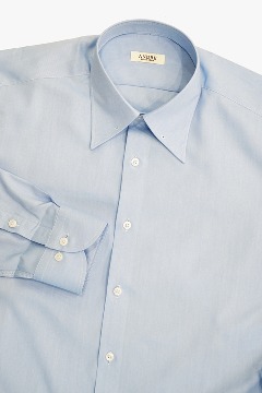 블루 혼방 옥스포드 핀홀 셔츠