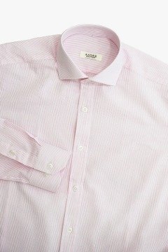 S/S 핑크 미니멀 스트라이프 시어서커 셔츠
