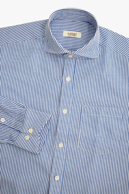 S/S 블루 시어서커 스트라이프 셔츠 (2color)