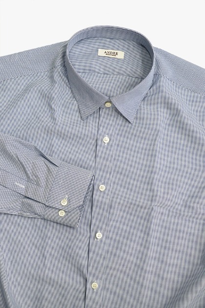 밀레타 블루 마이크로 패턴 셔츠 - Panama 169
