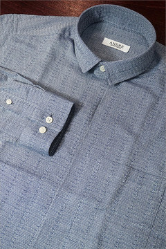 S/S 블루그레이 유니크 패턴 시어서커 셔츠