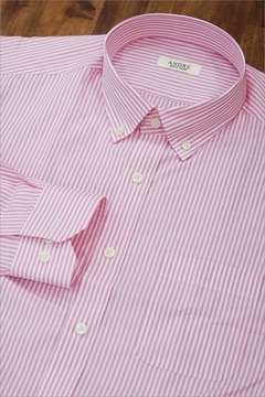 핑크 스탠다드 버튼다운 스트라이프 셔츠